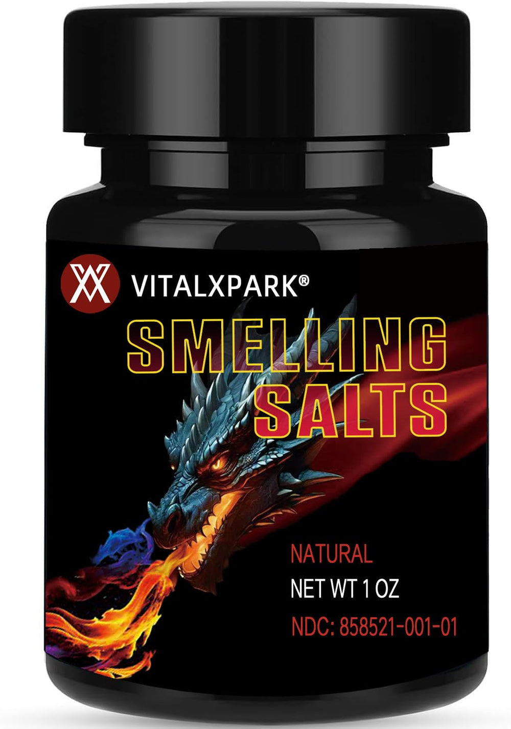 VitalXpark salts bottle open shows immediate focus boost before lifts