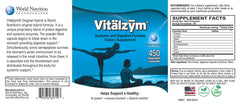VITÄLZYM capsules on table highlighting daily digestion support.