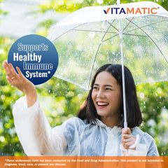 Vitamatic Astragalus capsules packaging box on a kitchen counter