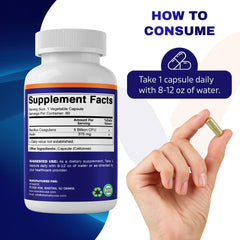 Vitamatic Bacillus Coagulans capsules outside bottle for easy daily intake.