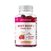 Vitamatic Beet Root Gummies pack front, vibrant color for daily wellness.