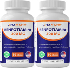 Vitamatic Benfotiamine 300 mg bottle front view highlighting high potency