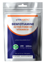 Vitamatic Benfotiamine Pure bottle-front showing premium fat soluble B1