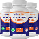 Vitamatic Berberine 500mg bottle front view for daily wellness support