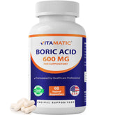 Vitamatic boric acid vaginal capsule shell package for convenient at home care.