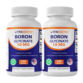 Vitamatic Chelated Boron bottle front view supports bone and connective tissue goals.