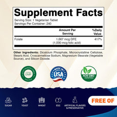 Three-pack Vitamatic folic acid bottles, each with 240 tablets.