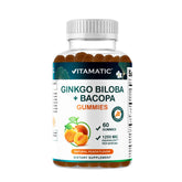 Vitamatic Ginkgo-Bacopa Gummies label showing ingredients for memory support