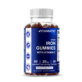 Vitamatic Iron Gummies bottle front showing grape flavor for daily iron support
