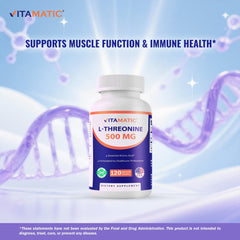 Vitamatic L-Threonine packaging back image showing details.