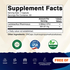 Vitamatic Lactobacillus Rhamnosus capsules close-up for easy daily probiotic intake