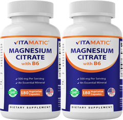 Vitamatic magnesium citrate bottle front showing potency for daily support