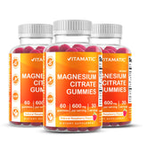 Vitamatic Magnesium Gummies raspberry bottle—tasty daily relaxation option