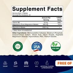 Vitamatic Magnesium Malate tablets close-up highlighting vegetarian formula and texture