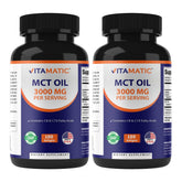 Vitamatic MCT oil capsules bottle front view highlighting keto-friendly supplement