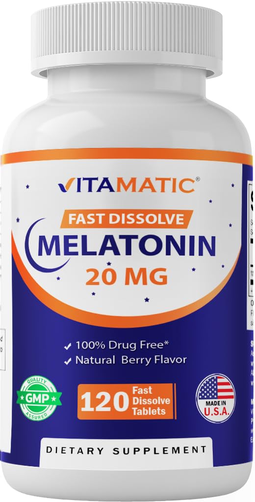 Vitamatic Melatonin 20mg pack—high potency for nightly use.