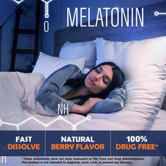 Vitamatic berry-flavored tablets presented as a pleasant sleep aid.