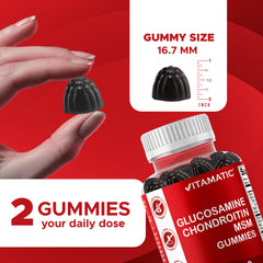 Vitamatic gummies label showing MSM and vitamin E ingredients.
