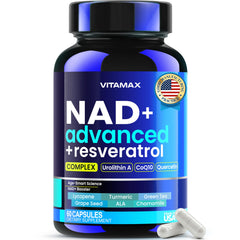 Vitamax Liposomal NAD+ supplement bottle pour, ideal for daily energy support.