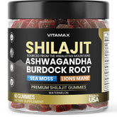 Vitamax Organic Shilajit Gummies bottle shows easy daily energy and immune support