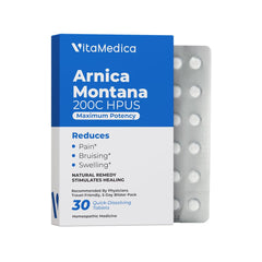 VitaMedica Arnica Montana 200C bottle front for natural pain support.