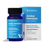 VitaMedica Arnica Montana 30X tablets in bottle for natural pain support after injuries.