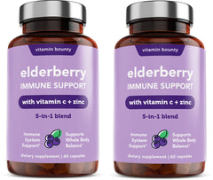 Vitamin Bounty Elderberry Immune Support bottle with capsules for daily wellness