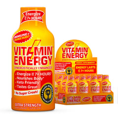 Vitamin Energy Immune+ Orange Burst 12-pack on shelf supports daily energy and focus