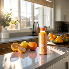 Close-up of Vitamin Energy Immune+ label highlights caffeine and vitamins