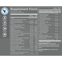 The Vitamin Shoppe Men's Multivitamin label closeup – highlights essential vitamins and minerals for daily support.