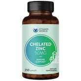 Vitamin World chelated zinc 50 mg bottle front for high potency zinc
