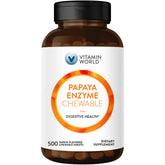 Vitamin World Papaya Enzymes chewables bottle for after-meal support and fruity flavor.