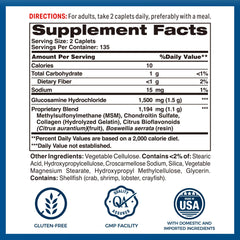 Vitamin World Joint Mover back-label with ingredients and usage guidance
