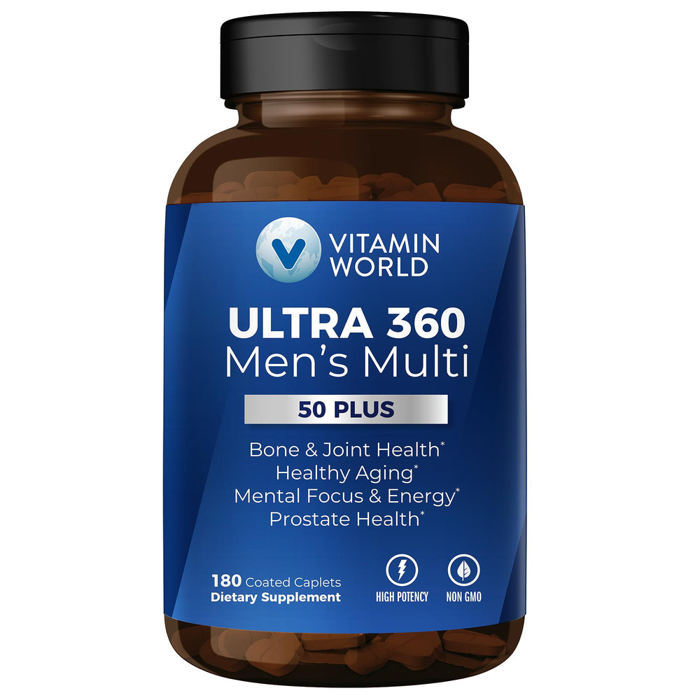 Vitamin World Ultra 360 Men 50+ bottle front for daily wellness