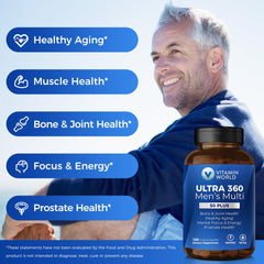 Vitamin World Ultra 360 Men 50+ daily dosing caplets with meal