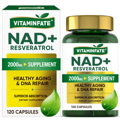 VITAMINFATE NAD+ bottle front showing modern design and daily energy support.