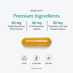 Vitanica Butterbur Extra bottle with non-GMO organic herb blend.