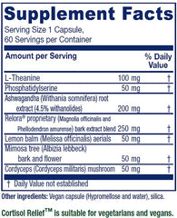 Vitanica Cortisol Relief capsules close-up for convenient daily stress support.