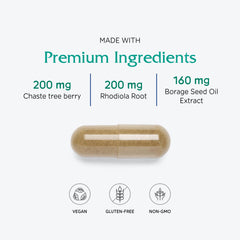 Vitanica FemRebalance herbal blends feature Vitex, Maca, Rhodiola for balance