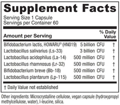Capsules inside bottle showing 10 billion live organisms per capsule for daily support.
