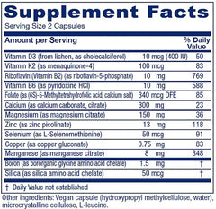 Vitanica OsteoBlend label shows plant-based calcium and vitamin D.
