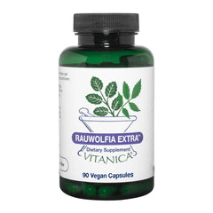 Vitanica Rauwolfia Extra bottle-front showing vegan cardiovascular support capsules
