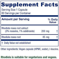 Vitanica Rhodiola capsules up close for daily resilience.
