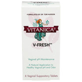 Vitanica V-Fresh packaging box highlighting vaginal pH support formula for daily use