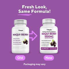 Vitapia Maqui Berry 90-day supply packaging signals long-term use.