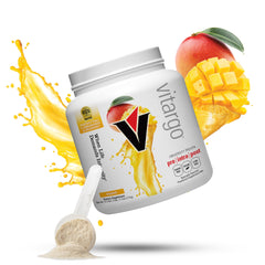 Vitargo mango carbohydrate powder 1lb tub boosts workout energy.