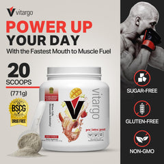 Vitargo Fruit Punch scoop ready for rapid pre- or intra-workout fueling.