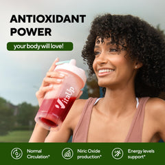 VitaUp CoQ10 hawthorn grape seed blend powder pouch emphasizes antioxidant support