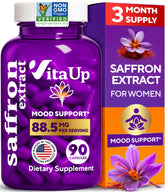 VitaUp saffron supplements bottle front showcases premium packaging for daily use