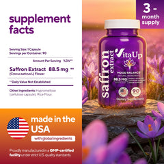 VitaUp saffron capsules close-up highlighting easy daily dosage